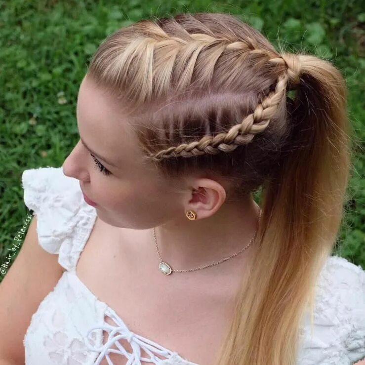 Прическа для девочки с косичками спереди Braided Ponytail Hairstyles 40 Cute Ponytails with Braids French braid hairstyle