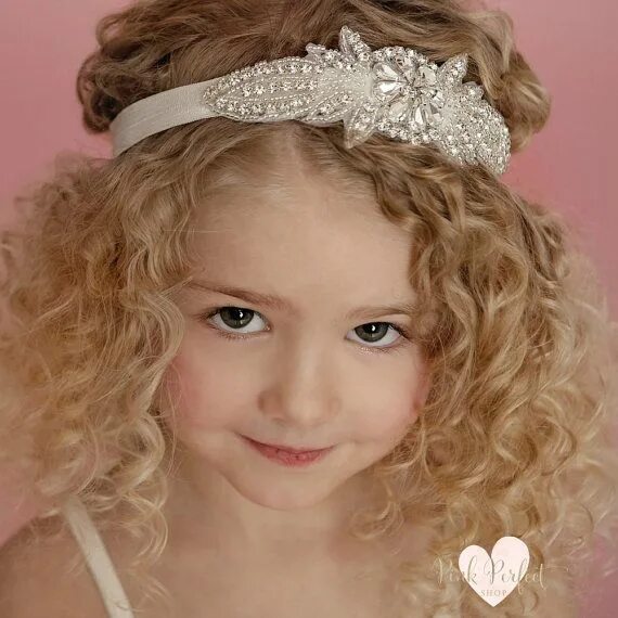 Прическа для девочки с ободком на праздник CRYSTAL Headband, Rhinestone Headband, Bling Headband, Flower Girl Headband, Gir