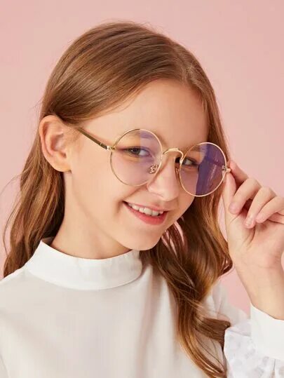 Прическа для девочки с очками Toddler Kids Round Metal Frame Glasses SHEIN JAPAN