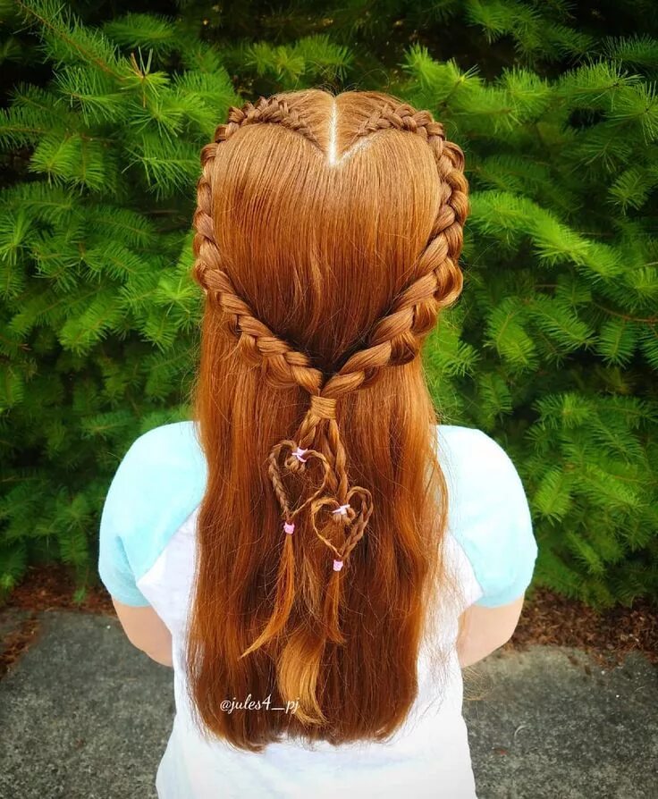 Прическа для девочки сердечко Heart hairstyle. Cute girl hairstyles. Lace braid. Valentine's hair. Kid hairsty