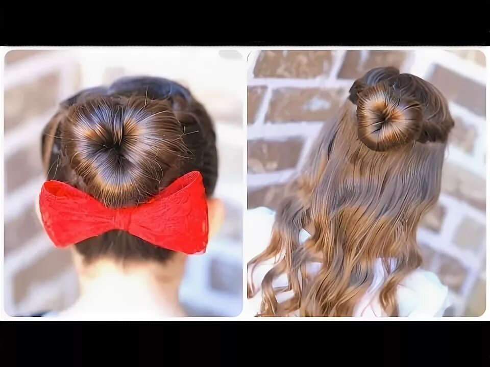 Прическа для девочки сердечко How to Create a Perfect Love Bun Valentine's Day Heart Hairstyles - YouTube