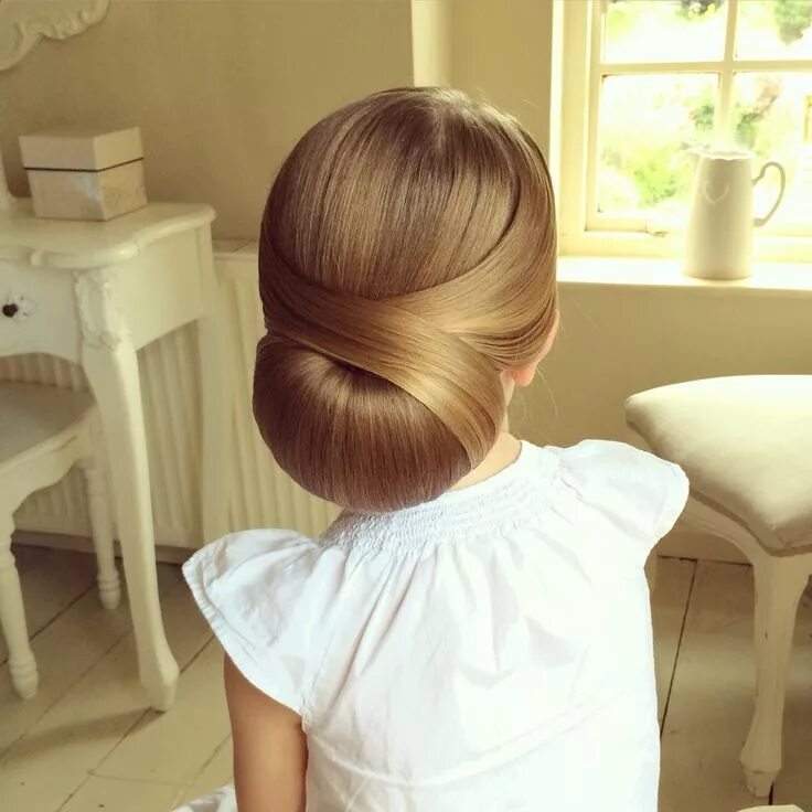 Прическа для девочки убранные волосы #Chignon #Design #Hair #SweetHearts - Low Chignon by SweetHearts Hair Design Low