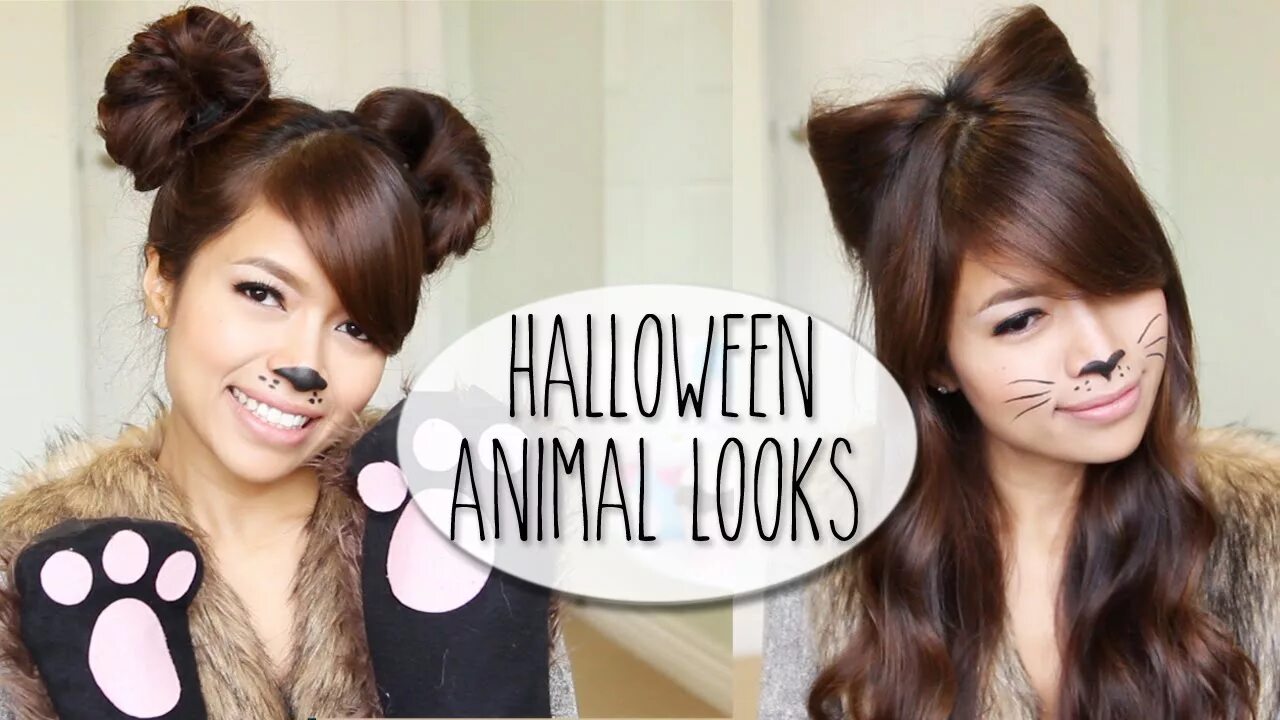 Прическа для девочки ушки из волос DIY Halloween Costume Ideas Bear & Cat Ears Hairstyle & Makeup Tutorial - YouTub