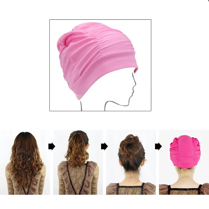 Прическа для девочки в бассейн под шапочку Ultrathin Protect Ears Long Hair Stretch Elastic Swim Pool Women Swimming Cap Ny