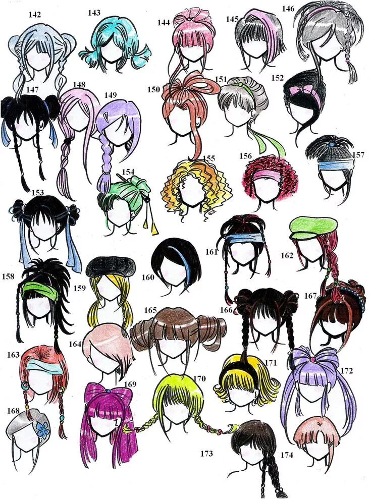 Прическа для девочки в стиле аниме 9 Excellent Anime Hairstyles Ideas Drawings, Manga drawing, Anime drawings