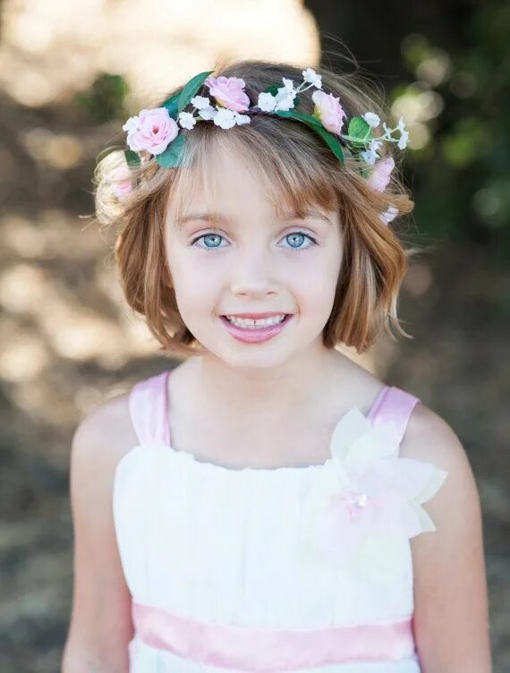 Прическа для девочки веночек Flower girl Halo Pink Hair wreath fairy flower crown by AmoreBride Flower girl h