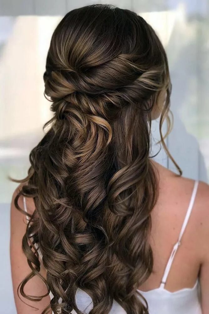 Прическа для длинных волос 7 45 Perfect Half Up Half Down Wedding Hairstyles Wedding Forward Penteados, Pente