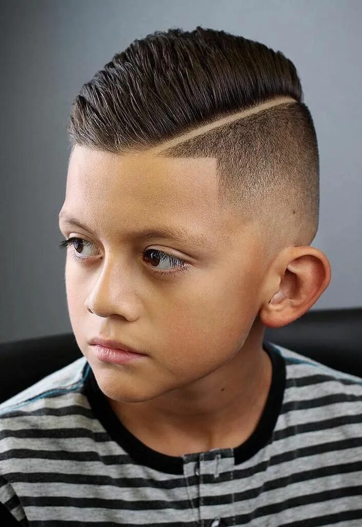 Прическа для мальчика 10 лет фото Hard Part Temple Fade Boy haircuts short, Boys fade haircut, Toddler boy haircut