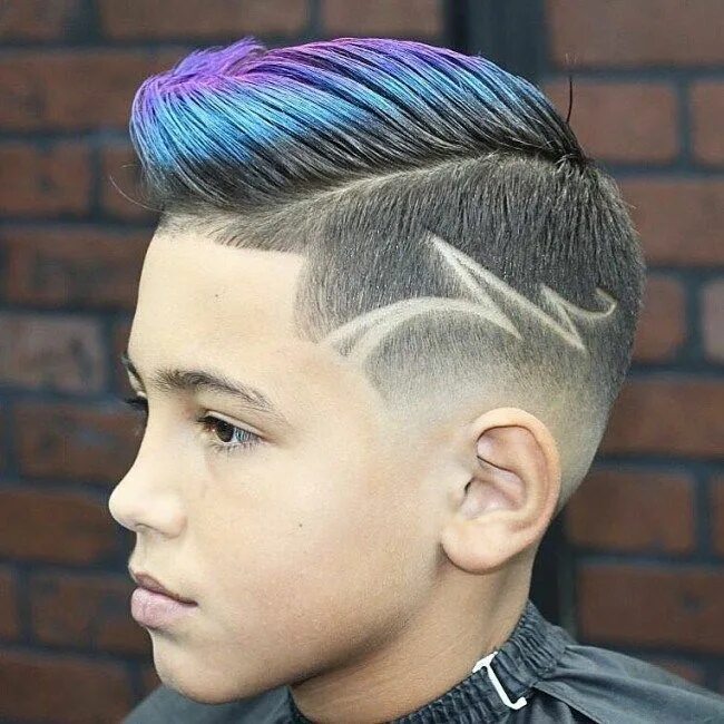 Прическа для мальчика 11 лет крутые модный Side part + Teinture + Design Kids hair cuts, Boy hairstyles, Boys haircuts