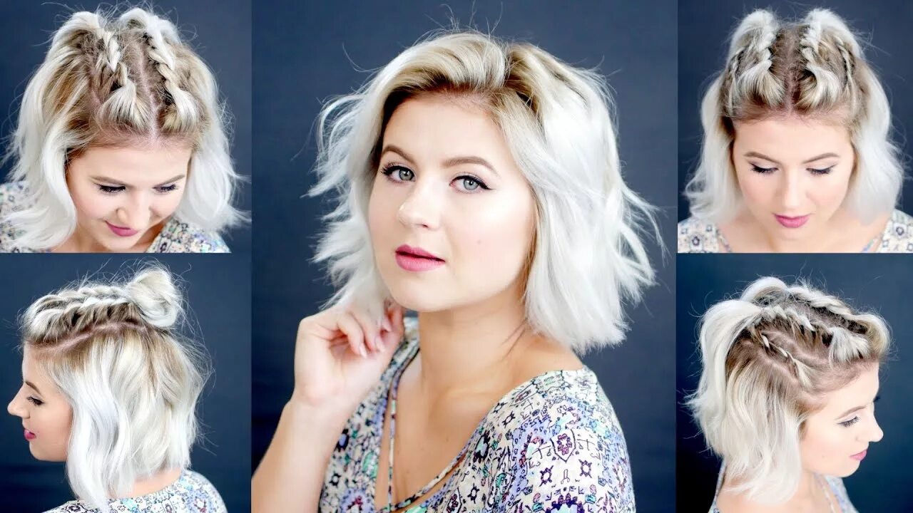 Прическа для начинающих для коротких волос 4 EASY Short Hairstyles Tutorial Milabu - YouTube