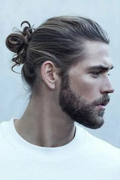 Прическа для парней 2024 длинные волосы Beard With Bun Men (Trending Now) Man bun hairstyles, Long hair beard, Mens hair