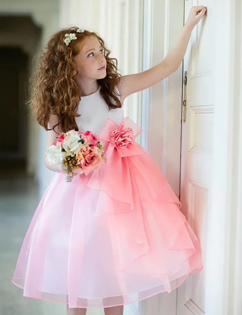 Прическа для пышного платья для девочки Vestidos Pageant Dresses Short Ball Gown Zipper Kids Flower Girls Formal Dress f