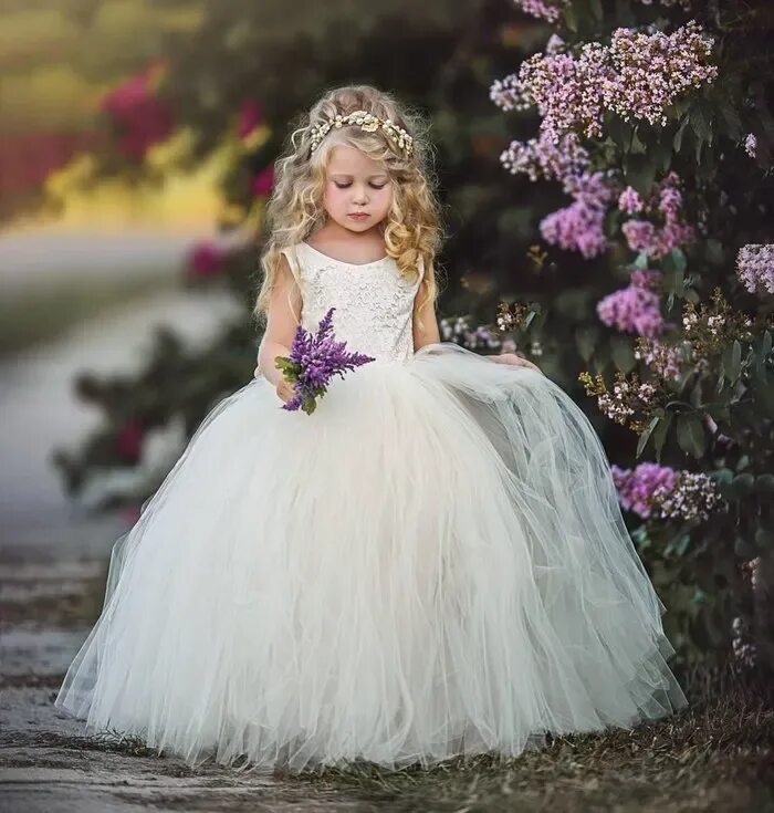 Прическа для пышного платья для девочки Flower Girl Dress Ivory Vintage Birthday Party Prom Ball Gown For Kid ytz343 (1)