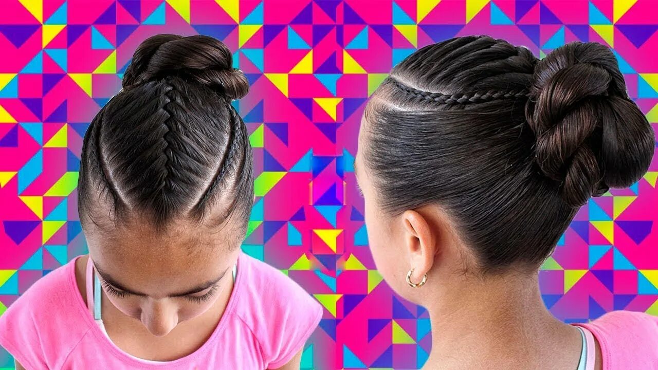 Прическа для занятий гимнастикой для девочек Peinado con trenza elegante para niña con terminación en flor braid with flower 