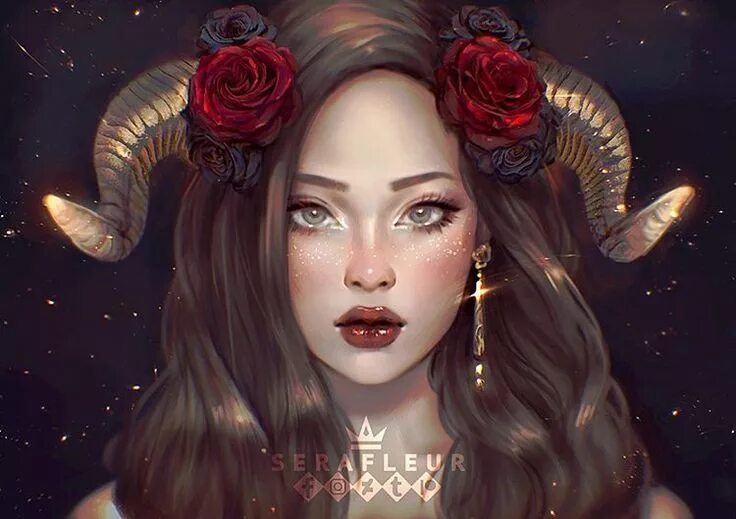 Прическа для женщины телец Serafleur on Instagram: "Aries self-portrait commission for @poisoned_heart93 ❤ 