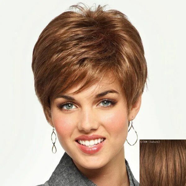 Прическа для жестких волос для женщин Towheaded Simple Human Hair Short Side Bang Fashion Spiffy Straight Capless Wig 