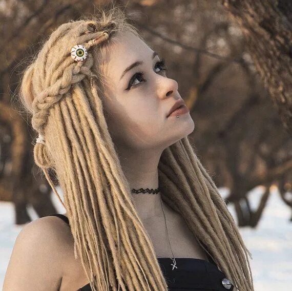 Прическа дреды для девочек фото Custom blonde Synthetic Dreads dreadlocks Double by BasiliskHairs Blonde synthet