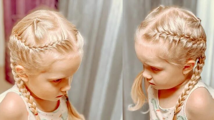 Прическа два дракончика для девочки Dragons hairstyle with decor Hairstyles with braids Волосы девушек, Прически, Пл