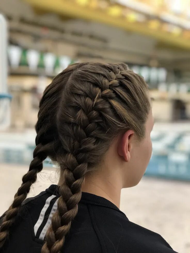 Прическа две косички Pin by Kehyana on Hair Braids for long hair, Long hair styles, Sporty hairstyles