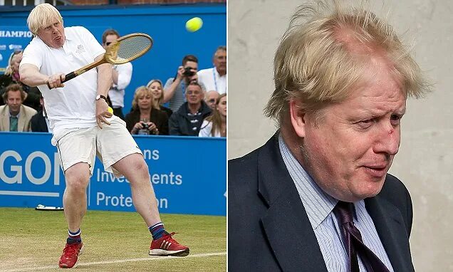 Прическа джонсона фото Boris sports painful tennis injury on his nose as he visits BBC HQ