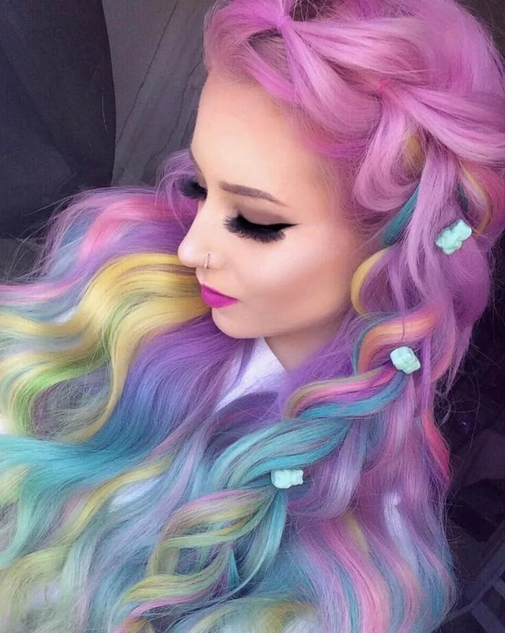 Прическа единорога для девочки Pin on Stuff Holographic hair, Pastel rainbow hair, Rainbow hair