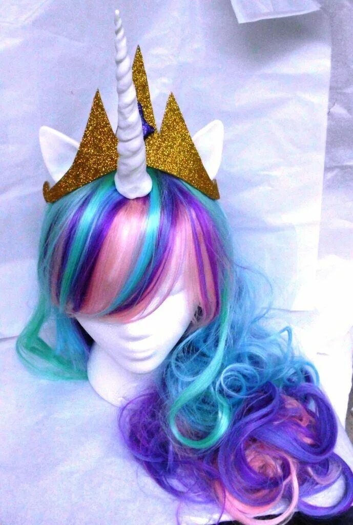 Прическа единорожка для девочки Unicorn Wig Princess Celestia MLP Costume My by GustavosGoods Unicorn costume ki