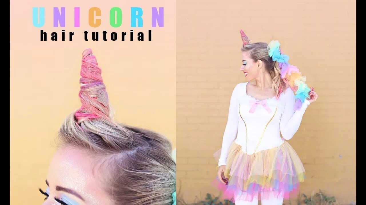 Прическа единорожка для девочки Unicorn Hair Tutorial Twist Me Pretty Halloween Tutorials - YouTube