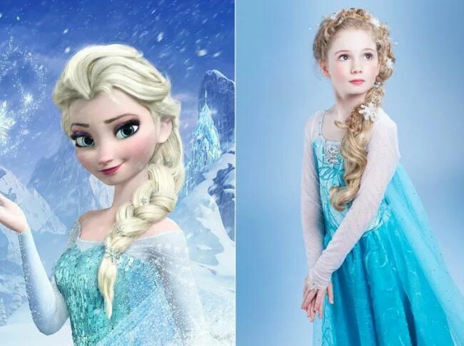 Прическа эльзы для девочки Elsa Costume Hairstyle with Blue Braided Updo and Snowflakes