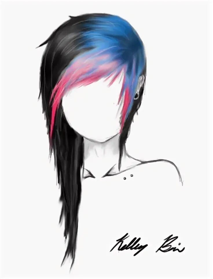 Прическа эмо для девочек im doing this to my hair but the blue will be black and the black white in the f