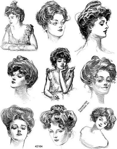 Прическа эпохи модерн как сделать gibson girl2 Gibson girl, Victorian hairstyles, Vintage drawing