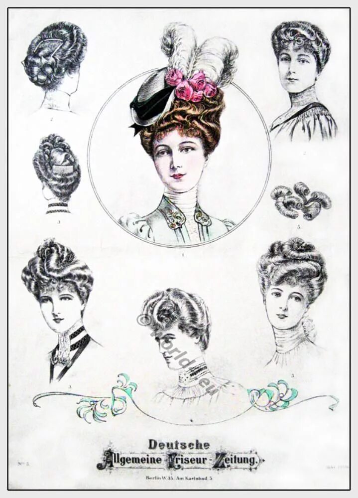 Прическа эпохи модерн как сделать German Belle Époque hairstyles in 1906. Belle epoque, Historical hairstyles, Gib