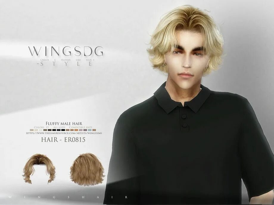 Прическа fluffy hair мужская The Sims Resource - Fluffy male hair - ER0815 Sims 4 hair male, Sims hair, Mens 