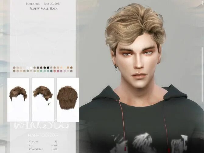 Прическа fluffy hair мужская WINGS TO0729 Fluffy Male Hair by wingssims at TSR Sims 4 hair male, Sims hair, M