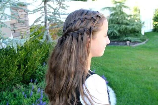 Прическа фонтанчик для девочки 20 Trendy Hairstyles and Haircuts for Teenage Girls Waterfall braid hairstyle, D