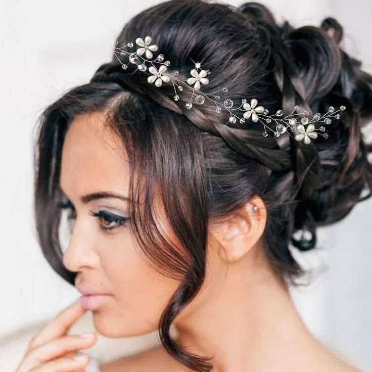 Прическа фото на средние длинны Diadema largo pelo vid vid de pelo nupcial cristales Hair styles, New bridal hai