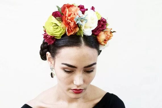 Прическа фриды кало как сделать Frida Flower Crown, Day of the Dead Headpiece, Kahlo, Mexican Flower Crown, Mexi