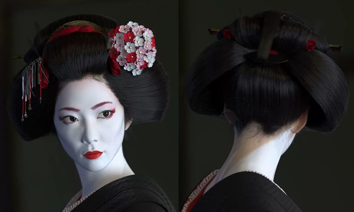 Прическа гейши фото Making of Geisha by Lars Martinsson Прическа гейши, Азиатский цвет волос, Причес