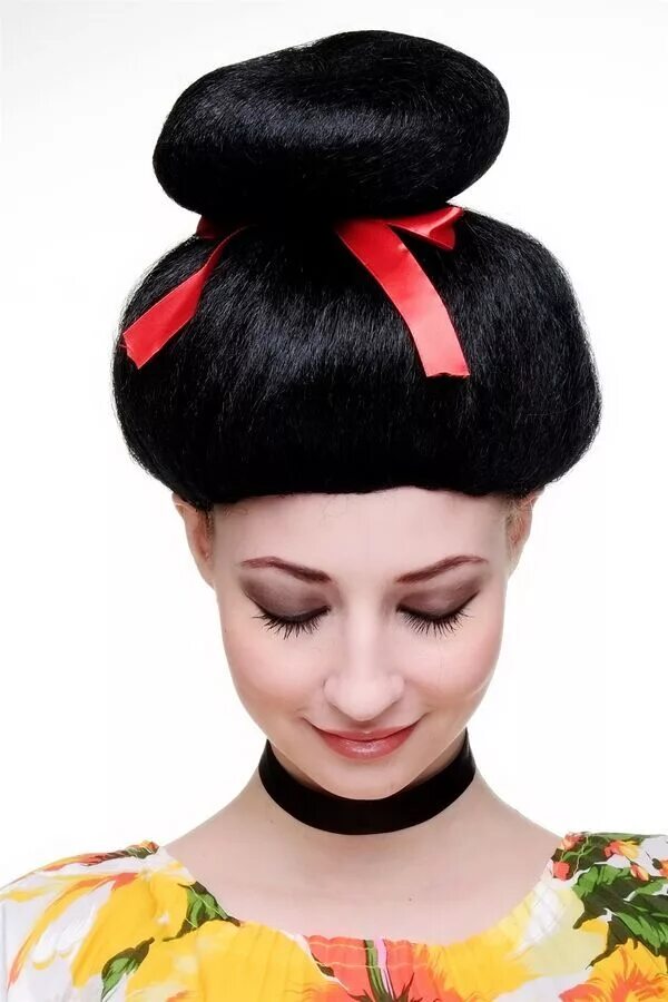 Прическа гейши как сделать Carnival Wig Geisha Asia Japanese Cosplay China Girl Black 2120-P103 42602667587