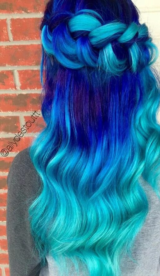 Прическа голубые волосы Turquoise blue royal ombre dyed hair color Hair dye colors, Hair color pastel, C