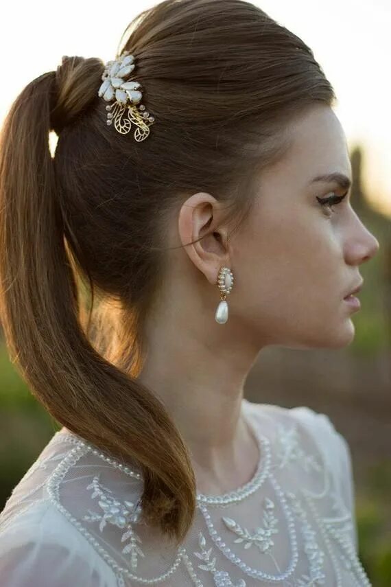 Прическа гостя Pearl Earrings Bridal Earrings Wedding Earrings Wedding - Etsy Bridal hair, Eleg