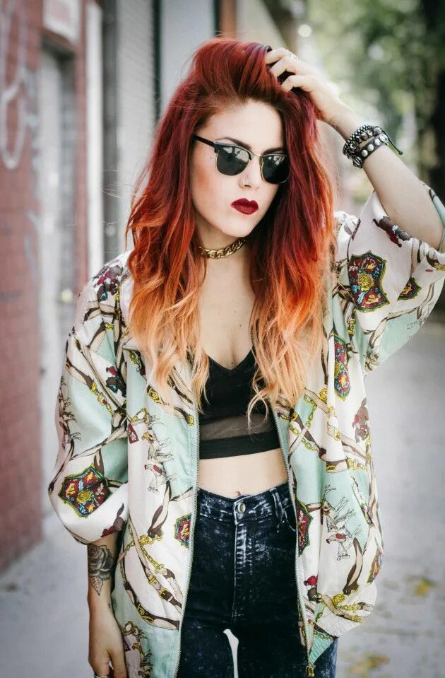 Прическа гранж MINT GREEN. LEHAPPY Red ombre hair, Grunge hair, Hair color red ombre