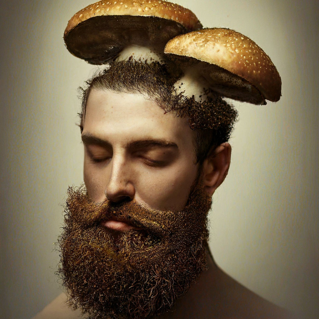 Прическа грибок мужская "A guy with a mushroom hairstyle (a ." - image created in Shedevrum