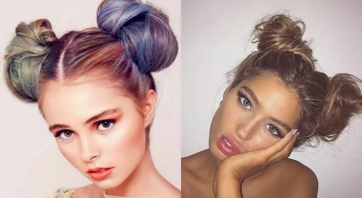 Прическа гульки по бокам для девочки Pin by Ursula Payano on Cute Hair Bun Bun hairstyles, Front hair styles, Two bun