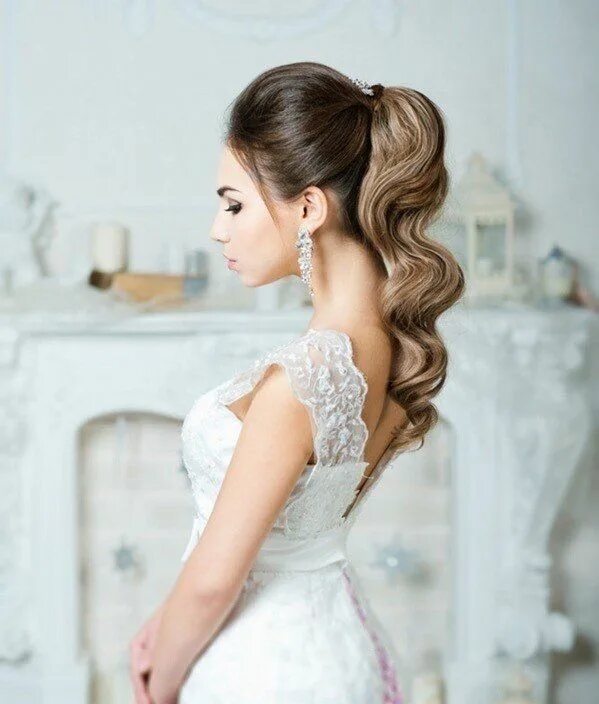 Прическа хвост на средние волосы на свадьбу #marriage #wedding #romance #happiness #hairstyles #original #ideas #beauty #sty