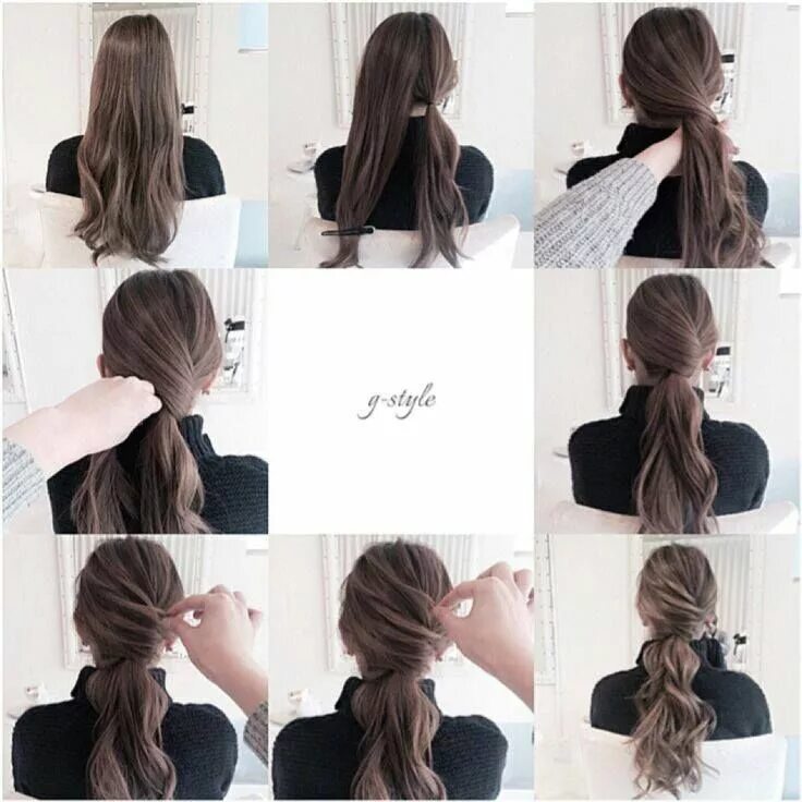 Прическа хвост на средние волосы пошагово Lower Ponytail Long Hair Inspiration Tóc và làm đẹp, Kiểu tóc bện, Bím tóc