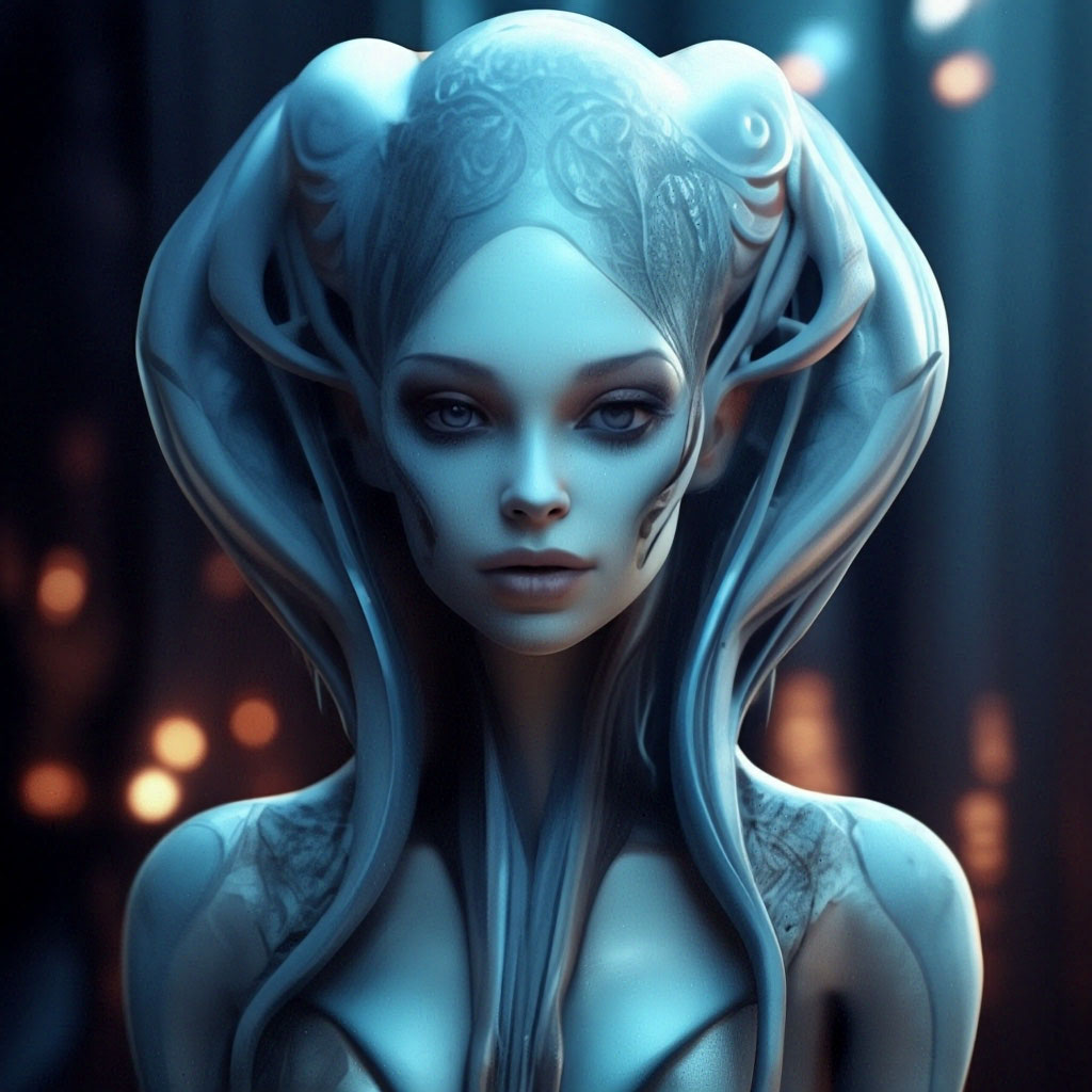 Прическа инопланетянки для девочки "Beautiful alien girl" - image created in Shedevrum