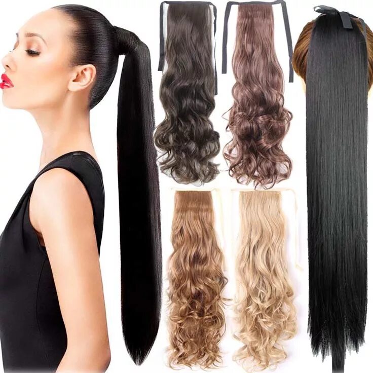 Прическа искусственный C$ 6.64 - 7.74 Pas cher Fake Hair Ponytail Long Straight Hair Pieces Synthetic H