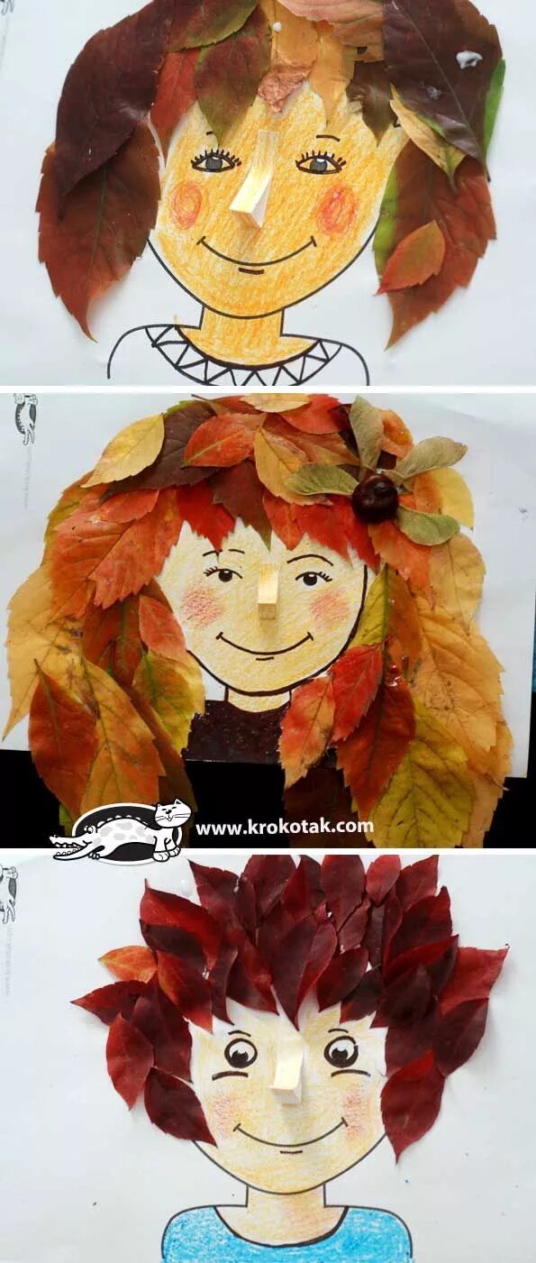 Прическа из листьев krokotak Best Autumn Hairstyles Art for kids, Kids art projects, Nature crafts