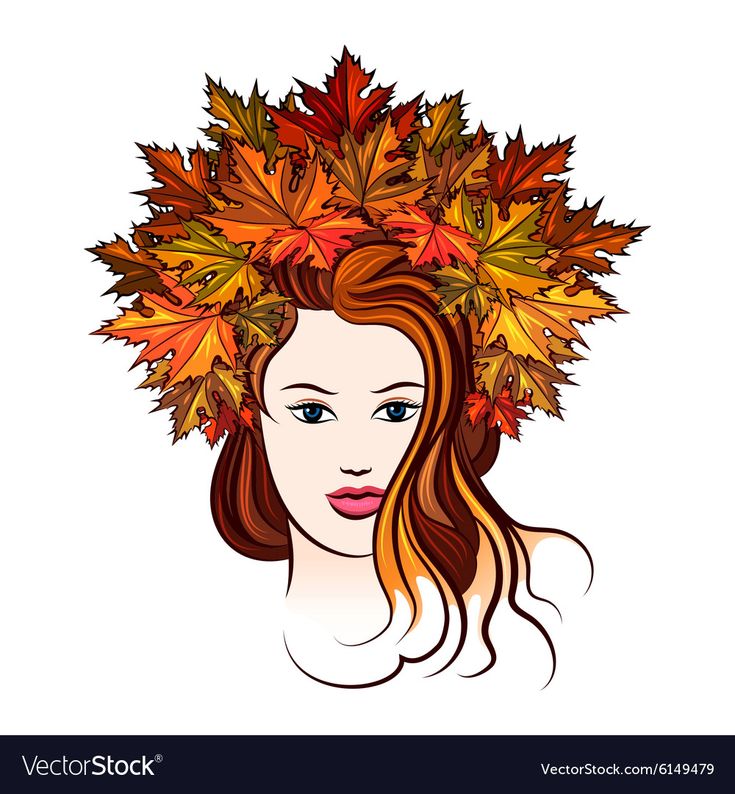 Прическа из листьев Woman with leaf wreath vector image on VectorStock Leaf wreath, Vector artwork, 