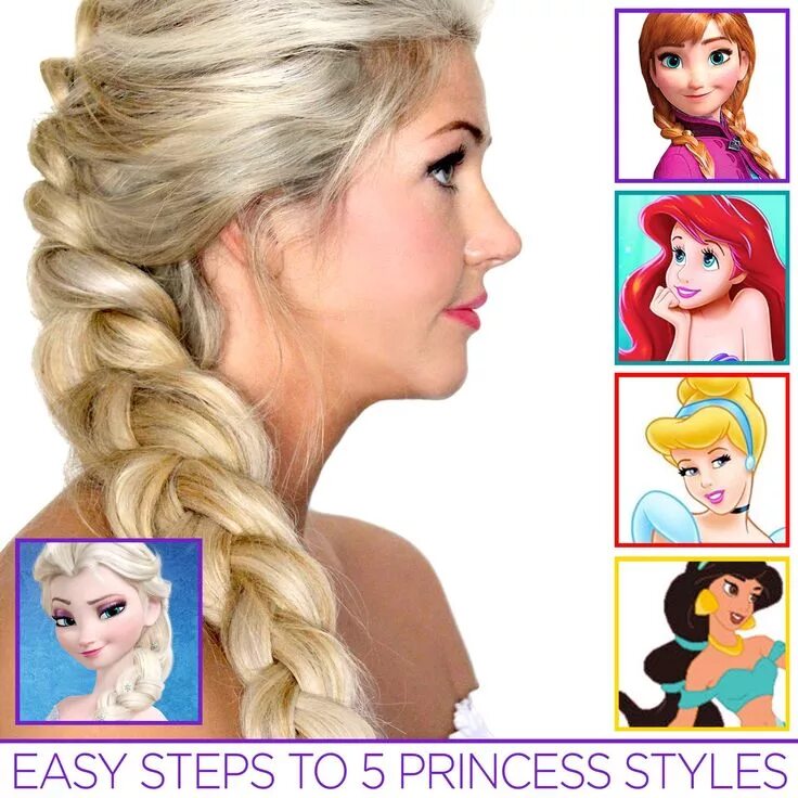 Прическа как у принцессы для девочки 5 Easy Princess Hair Tutorials #disney #princess #hairstyle Princess hairstyles,